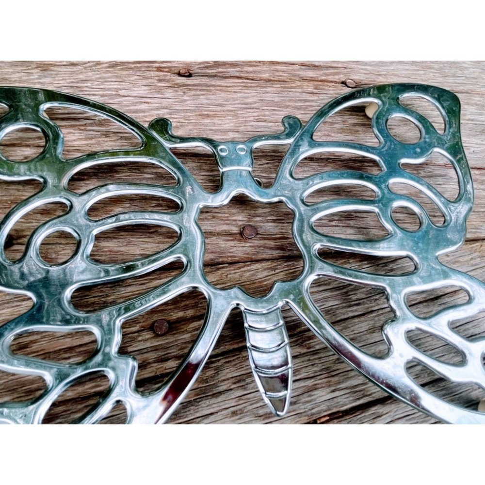 Vintage 1970s Metal Butterfly Footed Trivet Leonard Italy - Picture 5 of 12